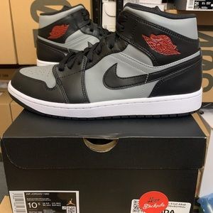 Nike Air Jordan 1 Mid Shadow Red Black Grey Shoes 554724-096 Youth & Men's Sizes